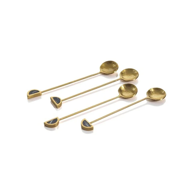Aku Small Teaspoons Set of 4 - Gold and Black