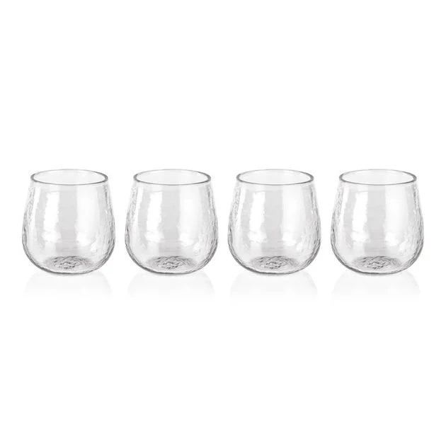 Garan Hammered Stemless All-Purpose Glasses Set of 4