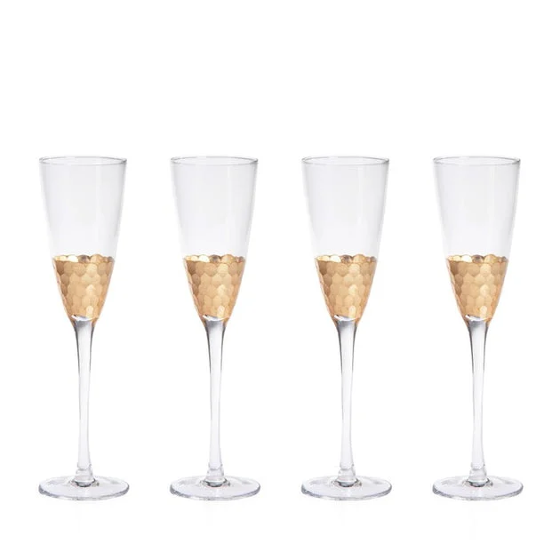 Vitorrio Gold Champagne Flutes Set of 4