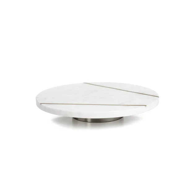 Mannara 12" Diameter White Marble Lazy Susan
