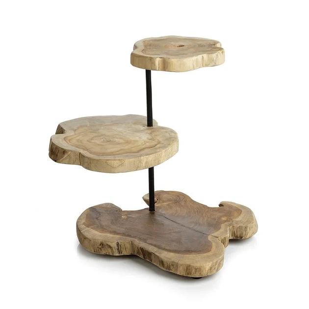 Banda Three-Tier Teak Root Serving Tray