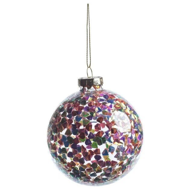 Pentagon Multi-Color Sequin Ball Ornaments Set of 4