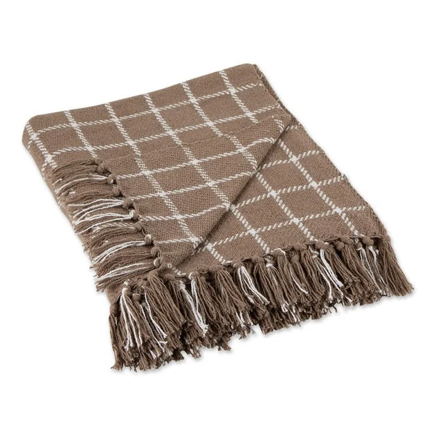 Checked Plaid 50" x 60" Throw - Brown
