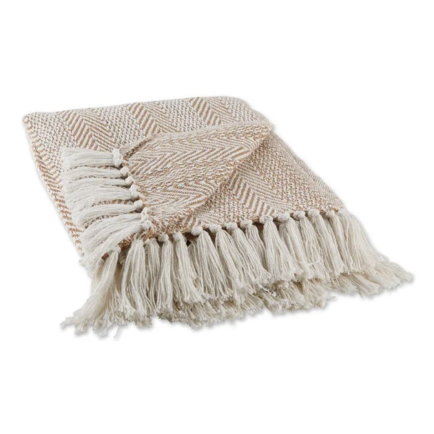 Herringbone Stripe 50" x 60" Throw - Stone