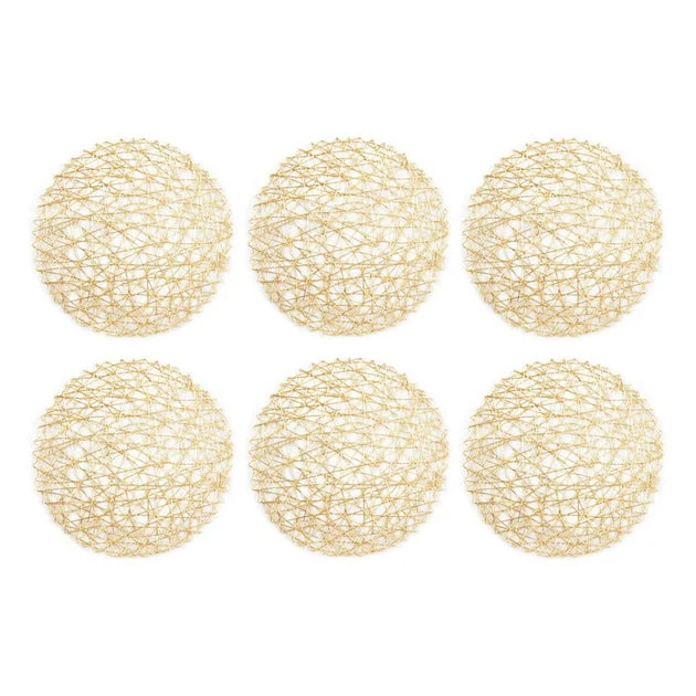 Round Woven Paper Placemats Set of 6 - Gold
