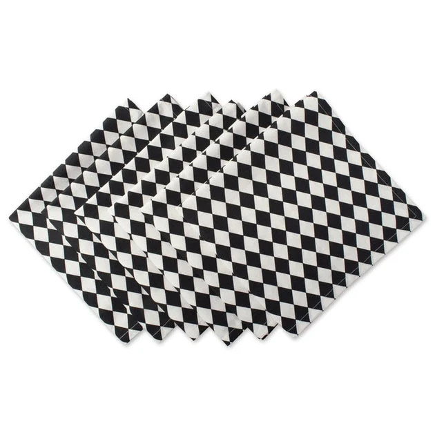 Harlequin Print 20" x 20" Napkins Set of 6 - Black And Cream