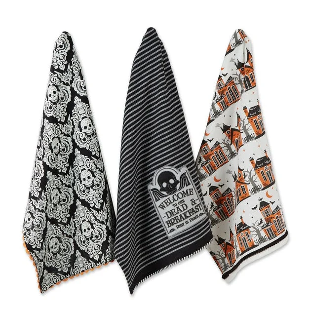 Assorted Haunted Hallow Embellished Dish Towels Set of 3