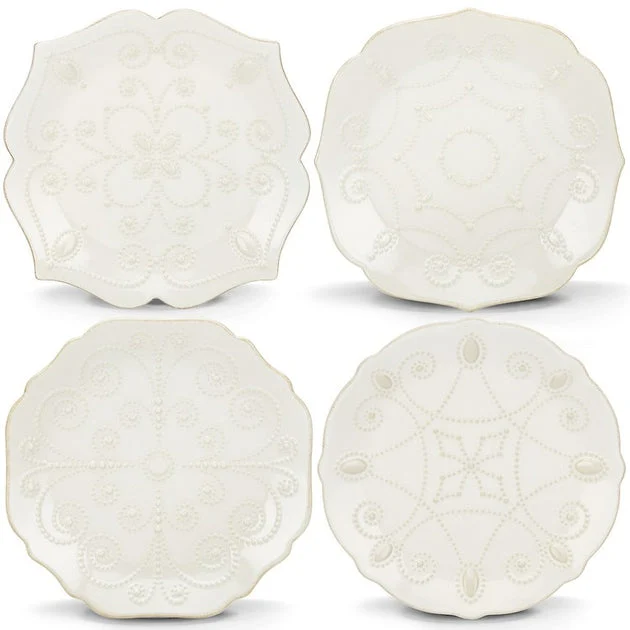 French Perle White Four-Piece Assorted Dessert Set