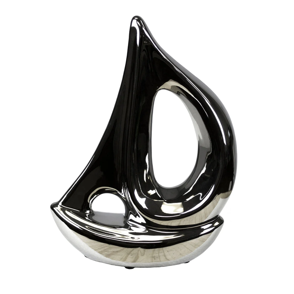 Sagebrook Home 10855 8.25" Silver Ceramic Sailboat