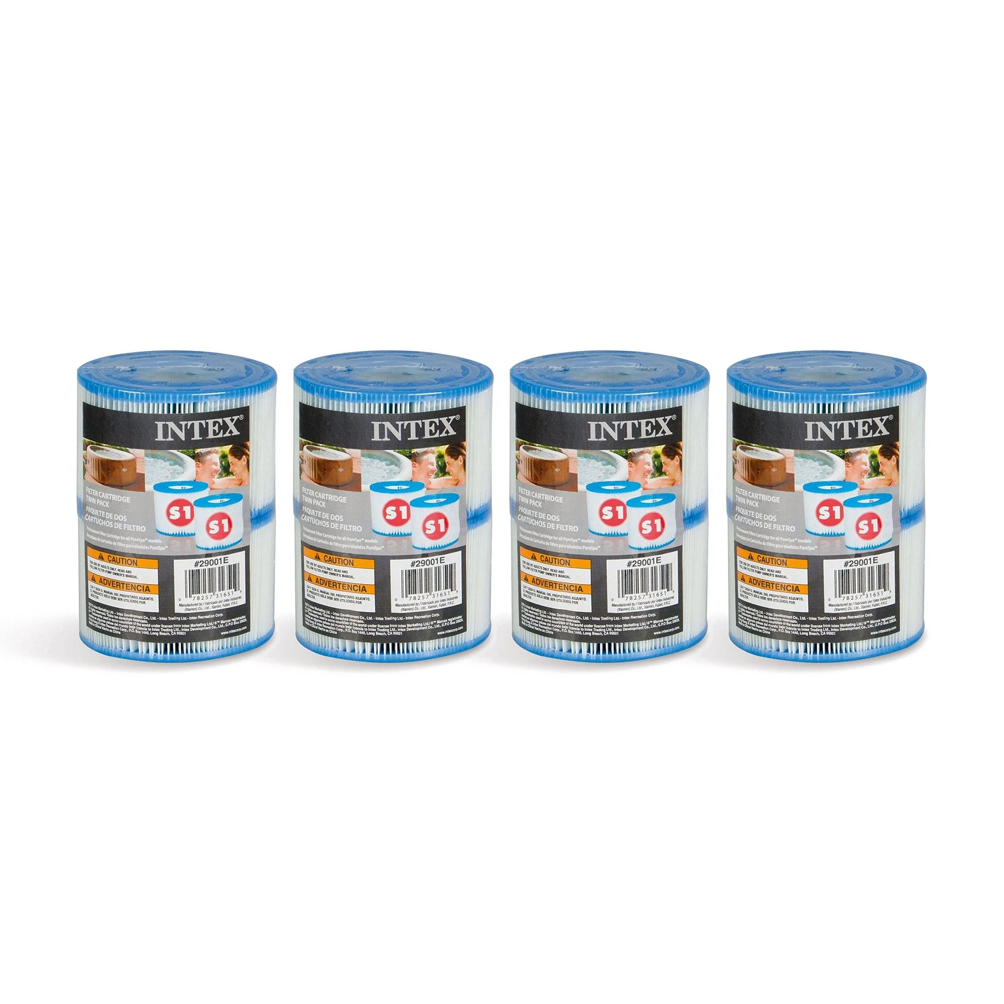 Intex 29001E PureSpa Type S1 Easy Set Spa Filter Replacement Cartridges, 8 Pack