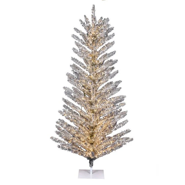 5' x 37" Pre-Lit Artificial Vintage Aluminum Tree with 700 Warm White 3MM LED Lights
