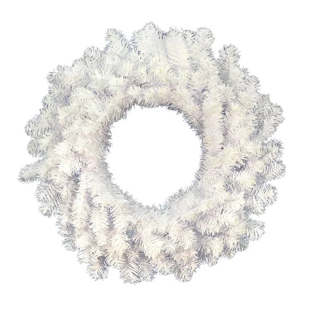 48" Unlit Artificial Crystal White Wreath with 340 Tips