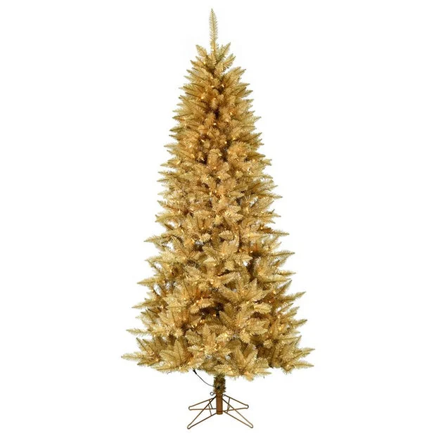 3.5' x 28" Pre-Lit Artificial Gold Fir Tree with 150 Warm White Dura-Lit LED Lights