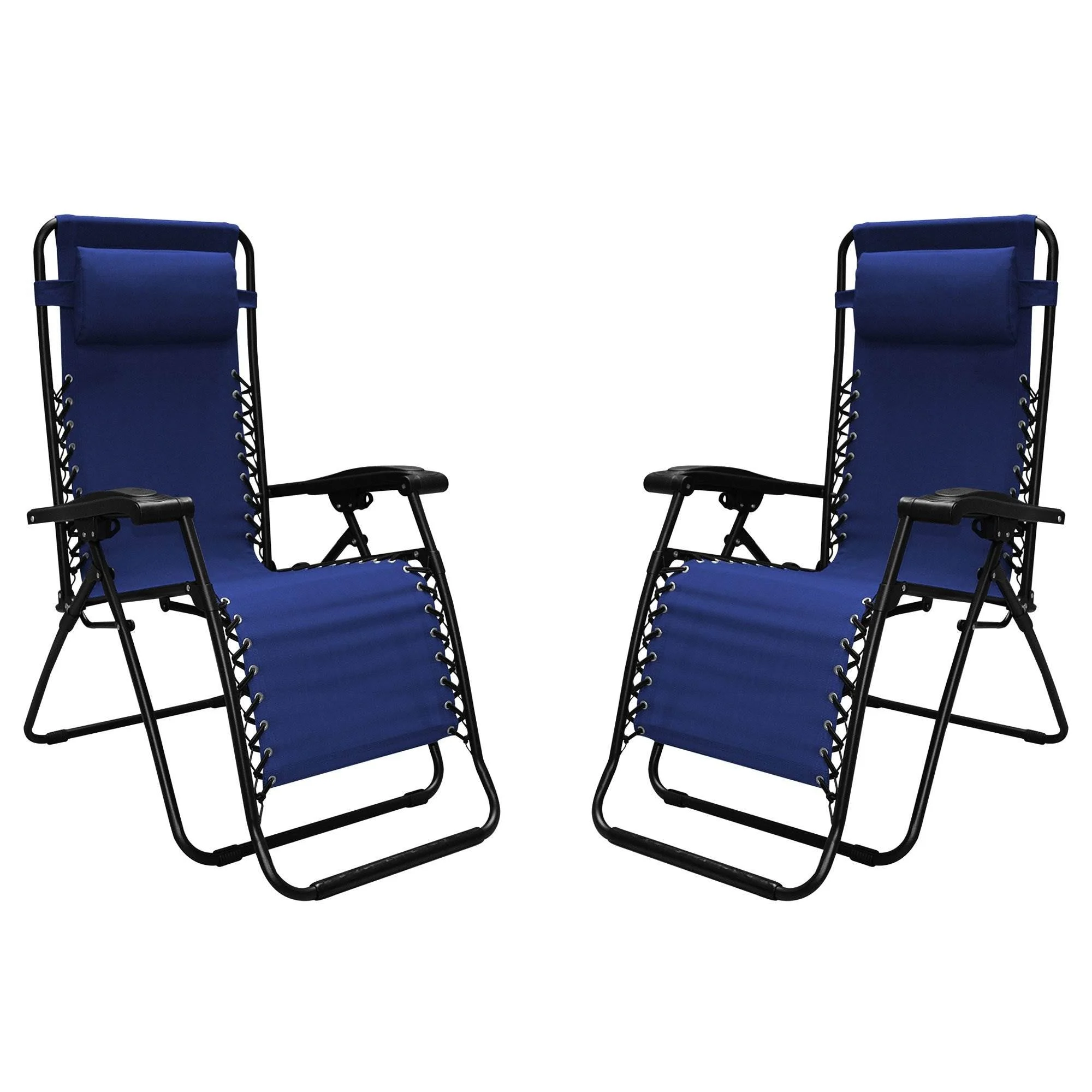 Caravan Canopy Infinity Zero Gravity Steel Frame Patio Deck Chair, Blue (4 Pack)