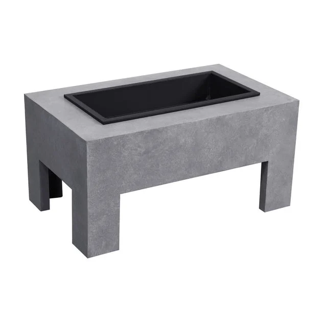 Monolith Wood-Burning Fire Basin - Light Gray Cement