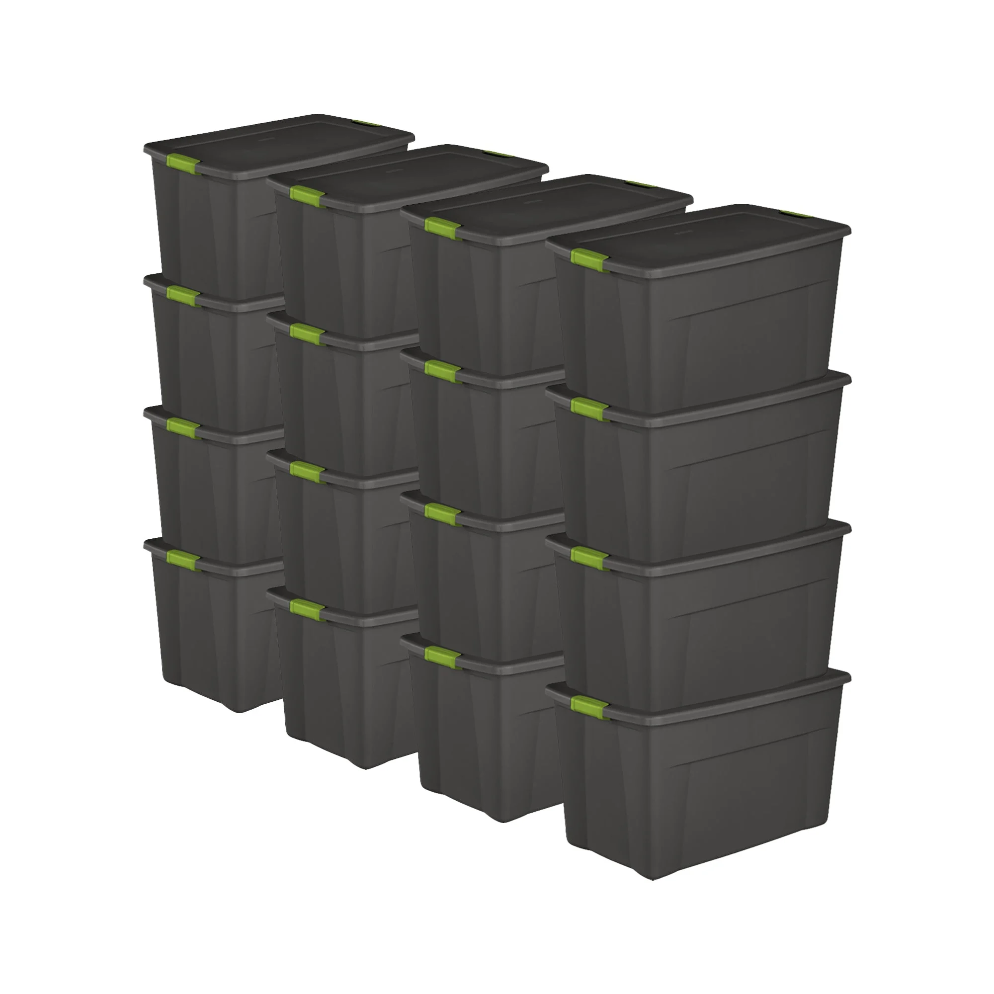 Sterilite 35 Gallon Storage Tote Box with Latching Container Lid, Gray (16 Pack)