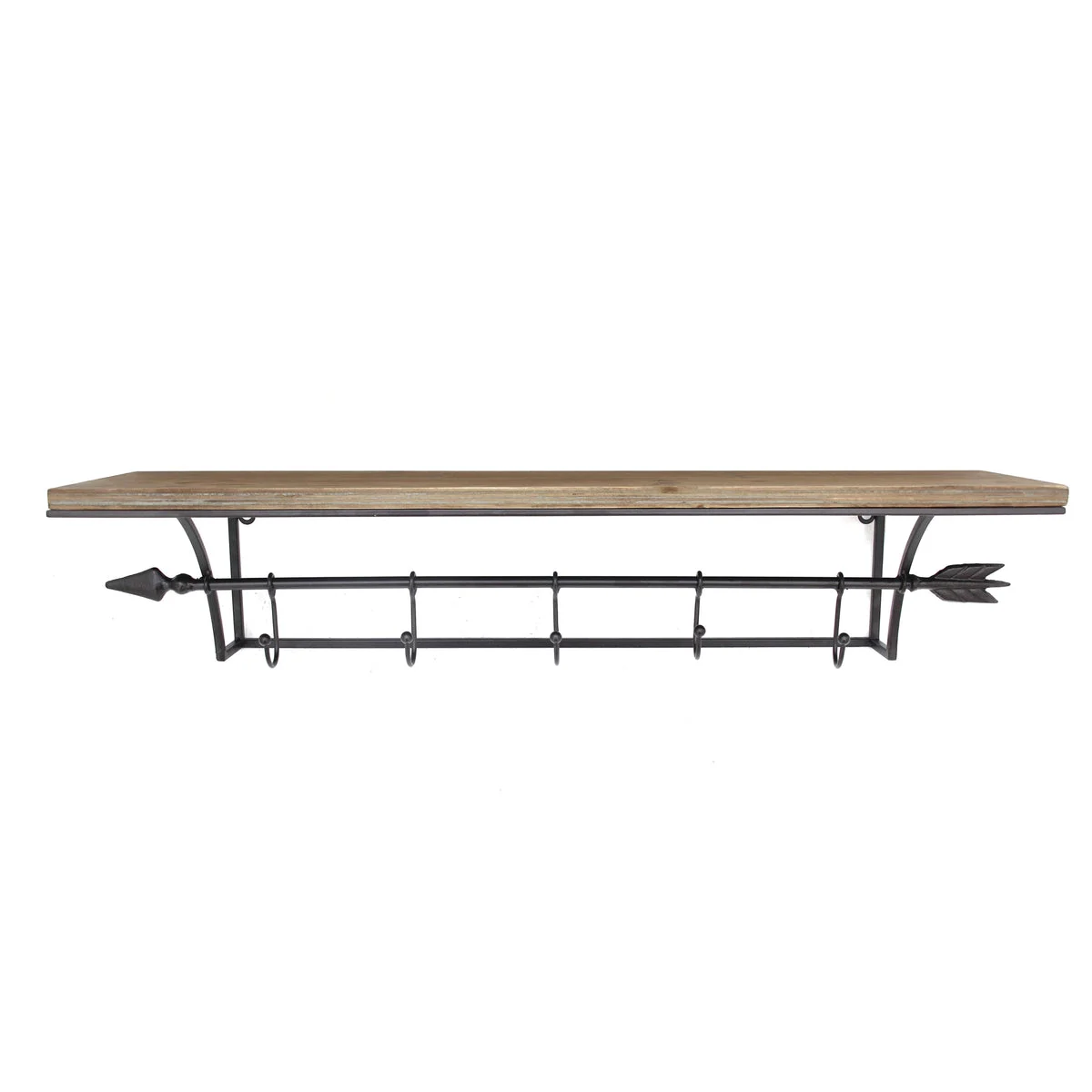 Sagebrook Home Wood Shelf W/ Black Arrow Hooks