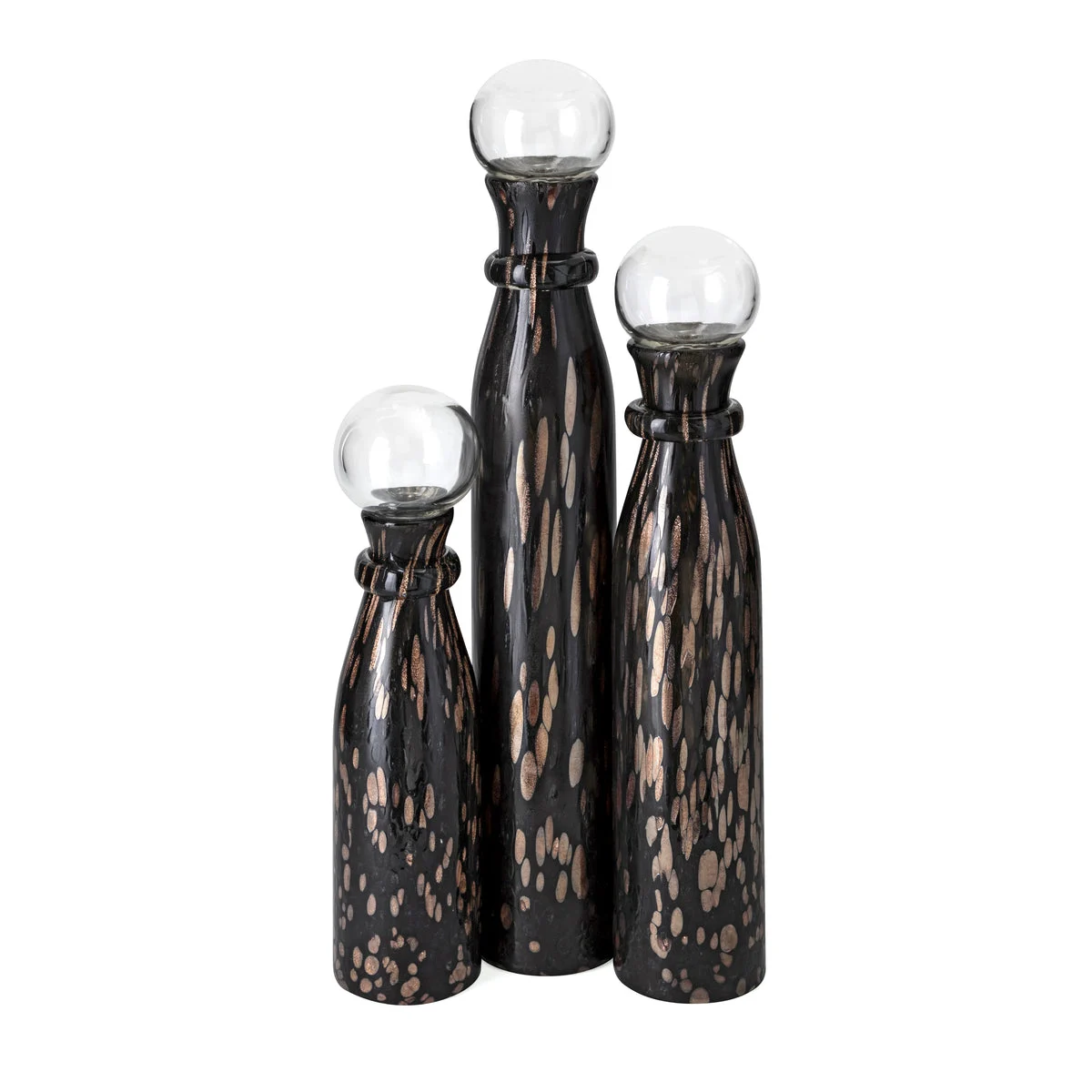 IMAX Worldwide Home TY Coffee Talk Decorative Art Glass Bottles - Set of 3