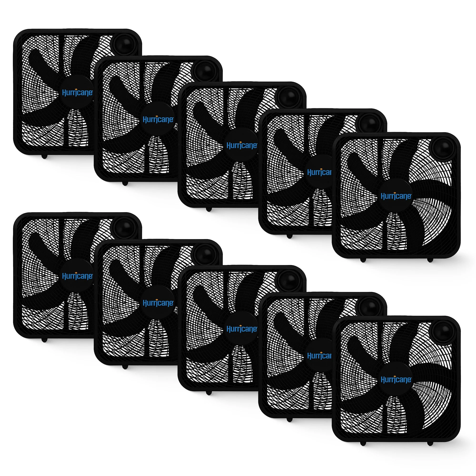 Hurricane 20" Classic Series Floor Box Fan with 3 Speed Settings, Black, 10 Pack