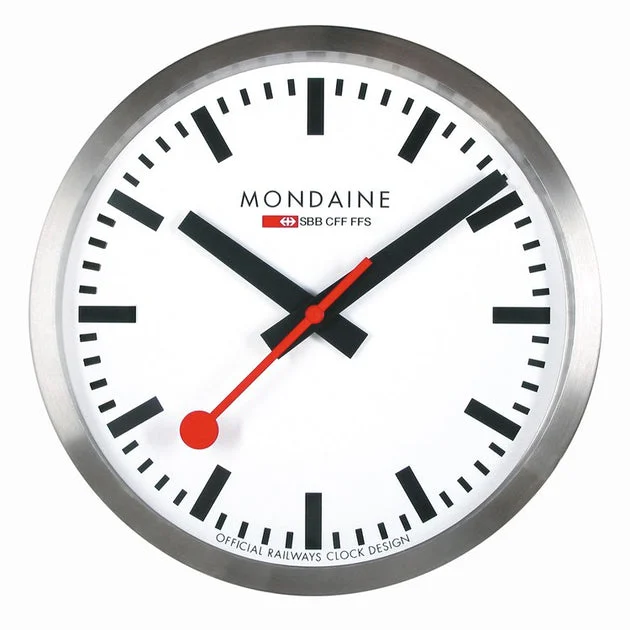 Official Swiss Railways 10" Kitchen Wall Clock - Aluminum Frame