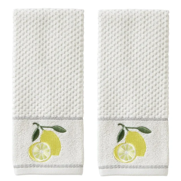 Lemon Zest Hand Towels 2-Pack in White