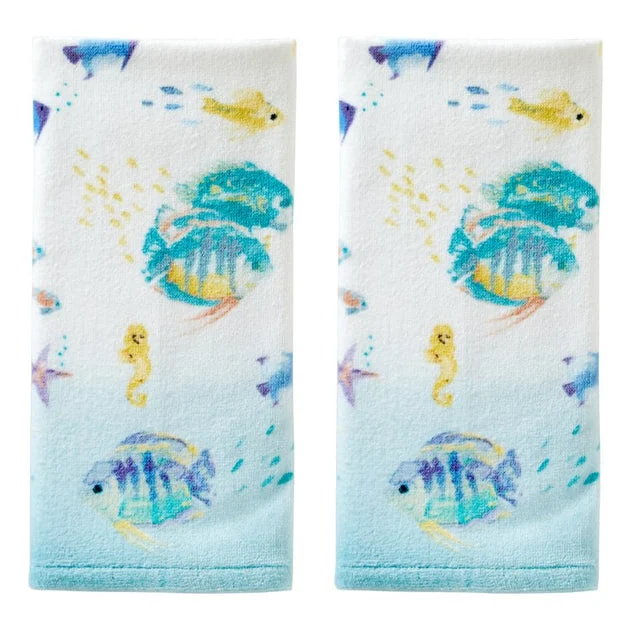 Ocean Watercolor Hand Towels 2-Pack in Multi
