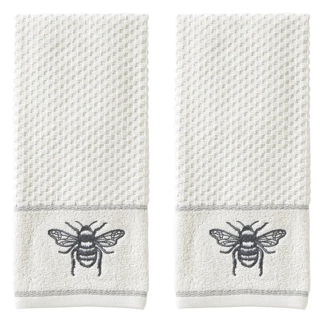 Farmhouse Bee Hand Towels 2-Pack in White