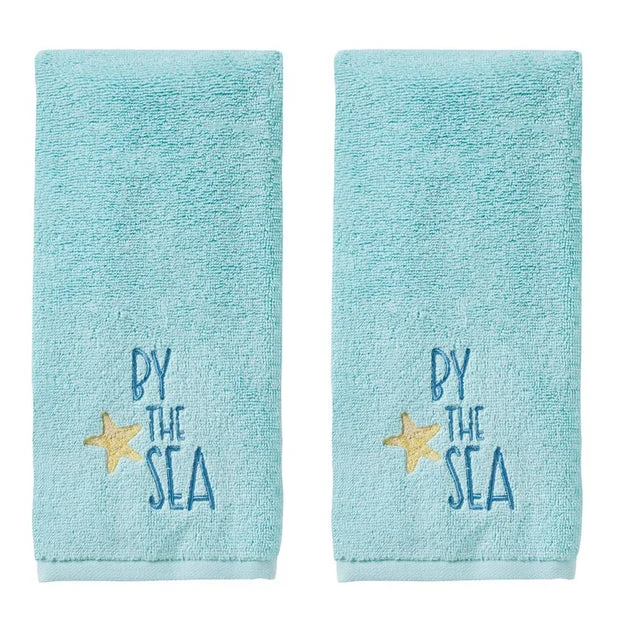Ocean Watercolor Hand Towels 2-Pack in Blue