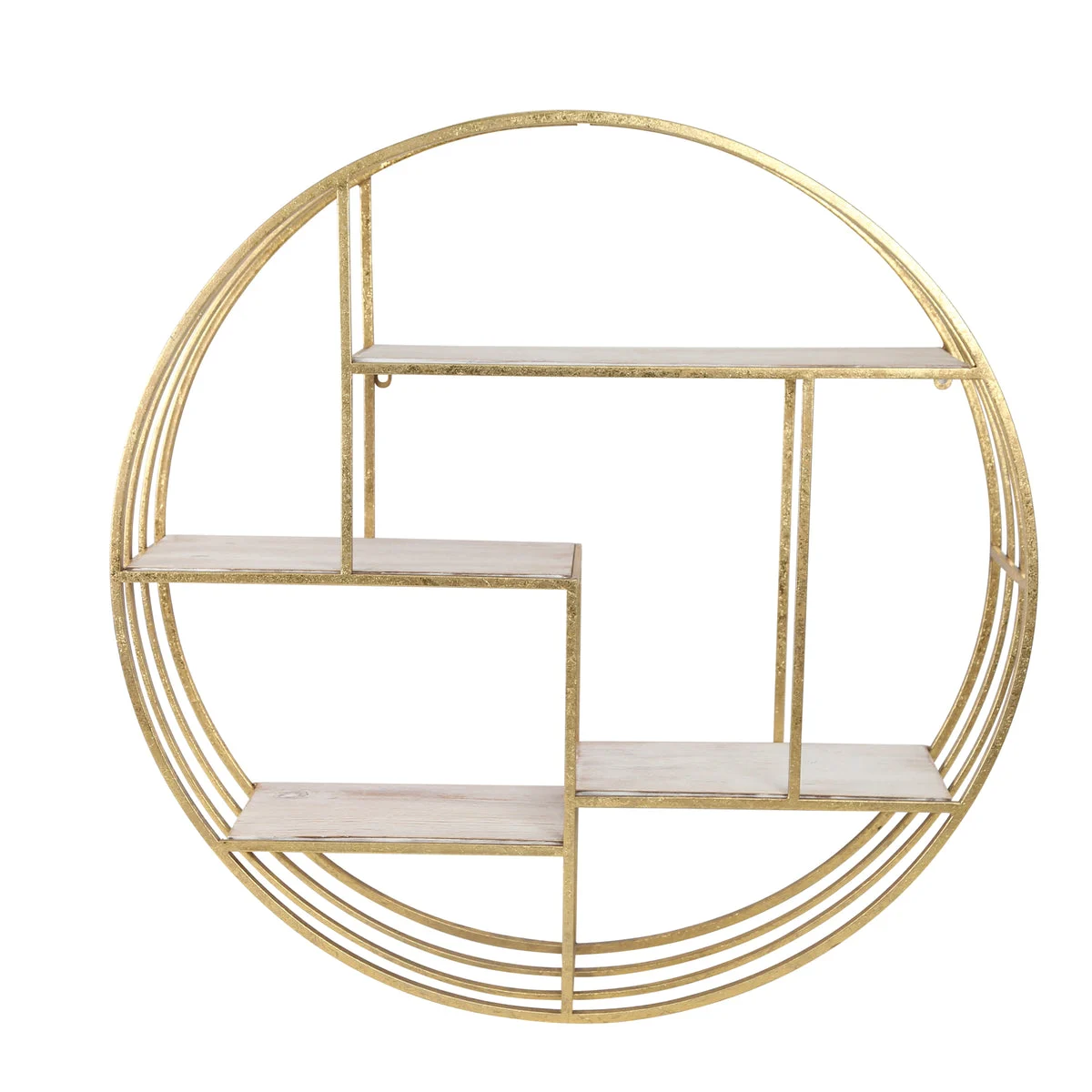 Sagebrook Home 11050-04 31.5" Round Wood/Metal Wall Shelf, Gold