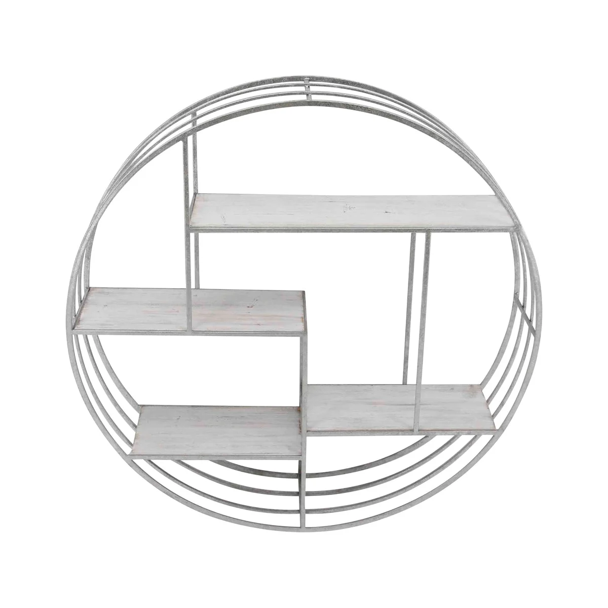 Sagebrook Home 11050-05 32" Round Wood/Metal Wall Shelf White/Silver