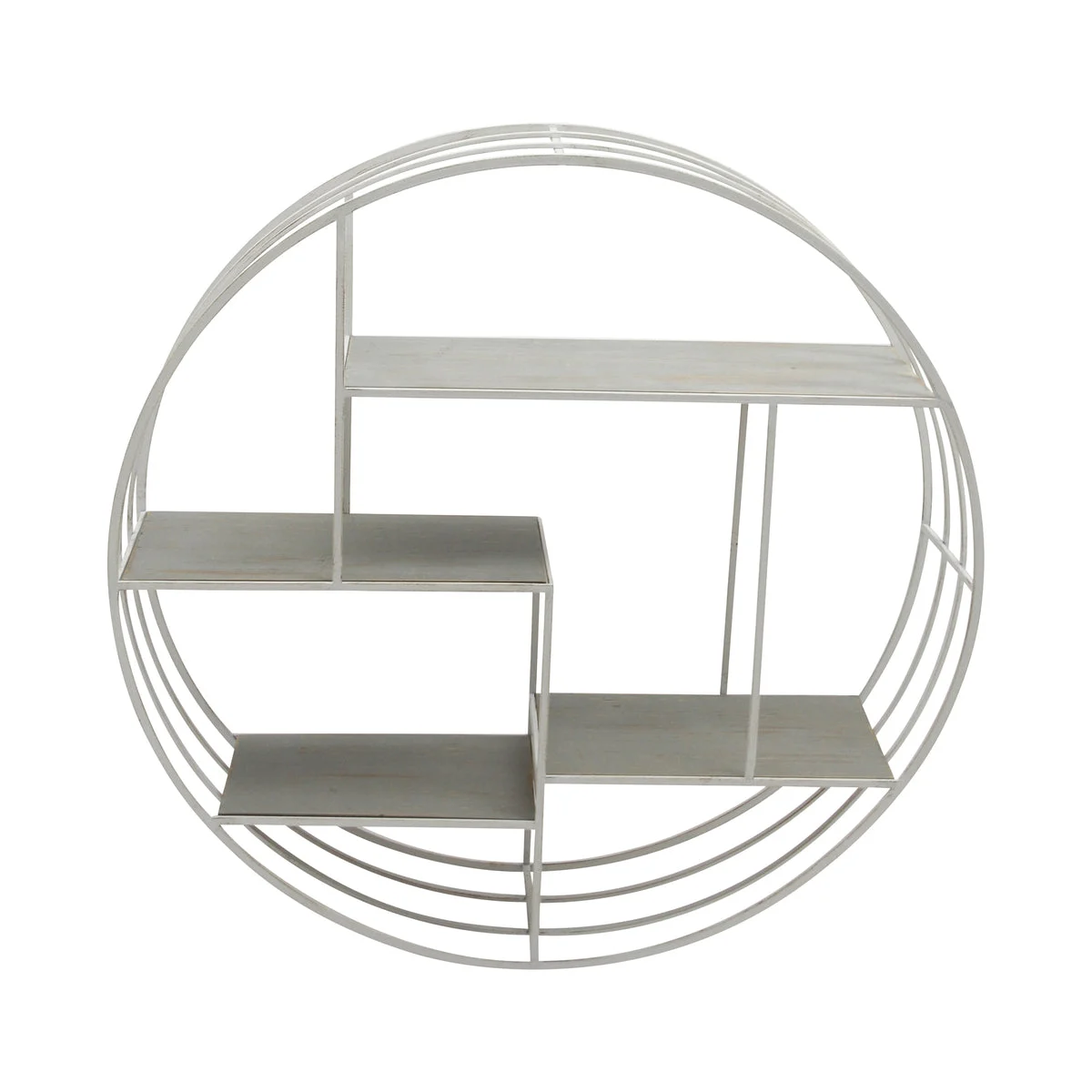 Sagebrook Home Round Wood/Metal Wall Shelf Gray/White