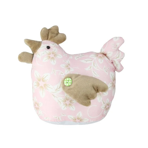 8" Pink and Brown Floral Easter Country Hen Spring Figure