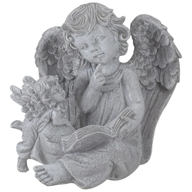 8.25" Reading Angels with Book Outdoor Garden Statue