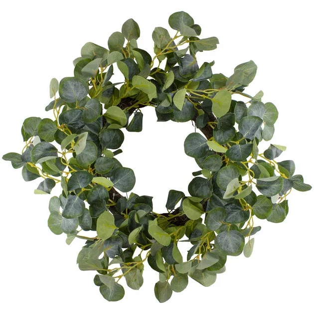 20" Green Eucalyptus Leaves Artificial Botanical Spring Wreath
