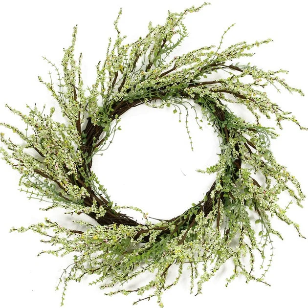 12" Green and Brown Berry Twig Artificial Wreath
