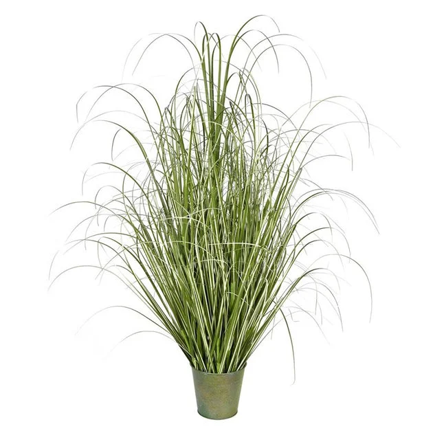 48" Artificial Native Green Grass in Iron Pot