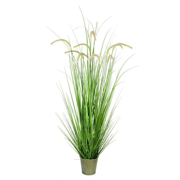 Vickerman 48" Artificial Potted Green Grass and Cattails.