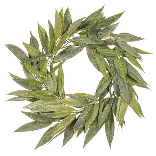 24" Artificial Green and Muddy White Willow Wreath