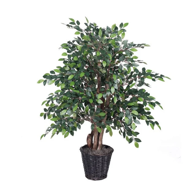4' Artificial Extra-Full Mini Ficus in Rattan Basket