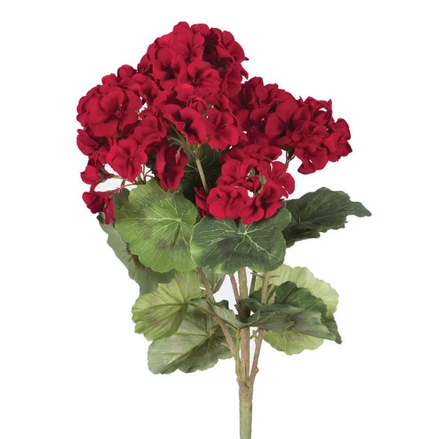 18" Artificial Red Geranium Bushes 4-Pack