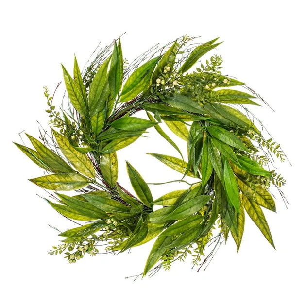 Vickerman 24" Artificial Green Willow Wreath.