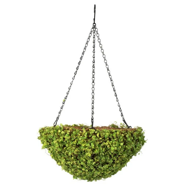 12" Artificial Green Mini Leaves in Hanging Basket