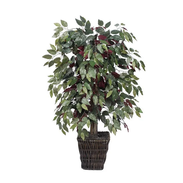 4' Artificial Capensia Bush in Square Willow Basket
