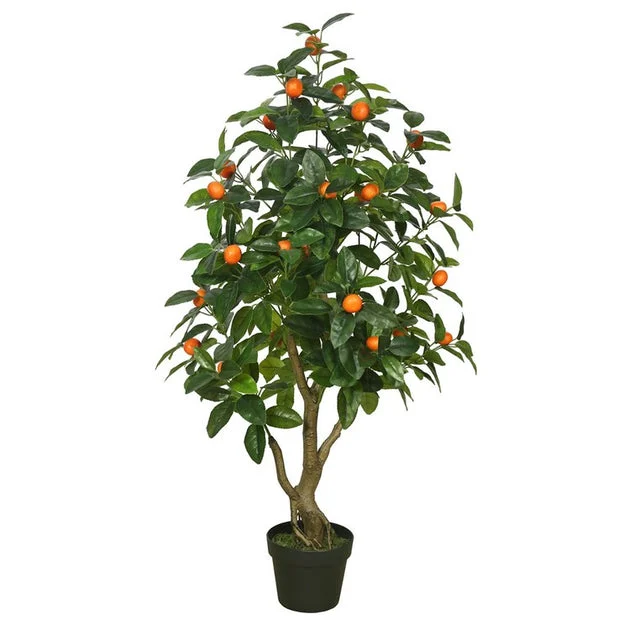 48" Artificial Orange Tree with Real Touch Leaves in Plastic Pot