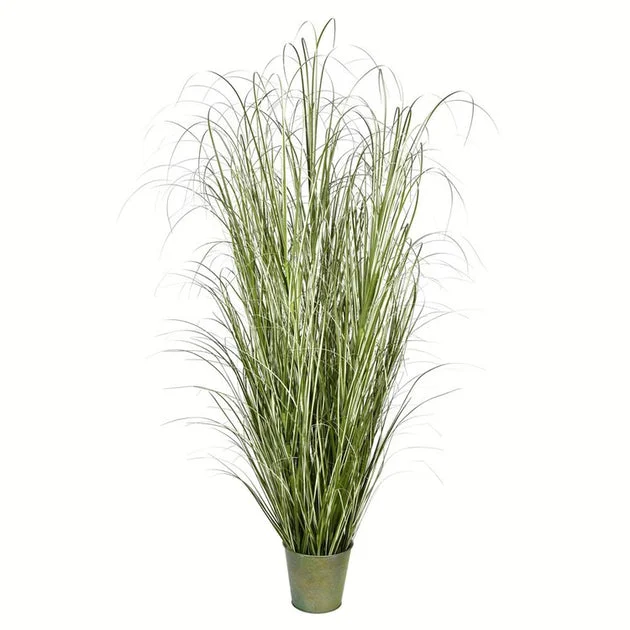 72" Artificial Native Green Grass in Iron Pot
