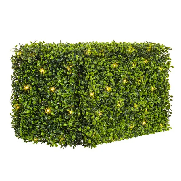 24" x 12" x 12" Artificial UV-Resistant Boxwood Hedge with 90 Warm White LED Lights
