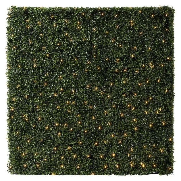 48" x 12" x 48" Artificial UV-Resistant Boxwood Hedge with 400 Warm White LED Lights