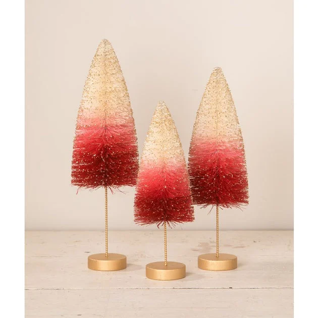 Strawberries & Cream Bottle Brush Trees Set of 3