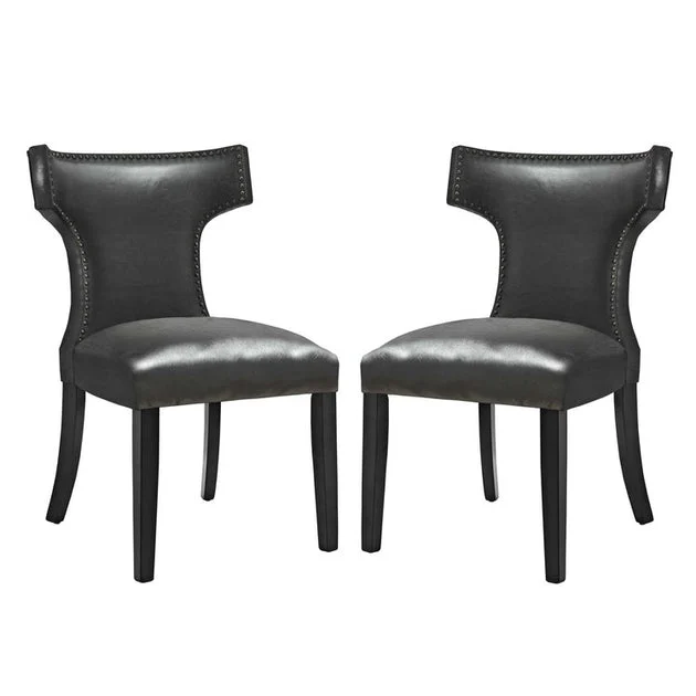 Curve Vinyl Dining Chairs Set of 2