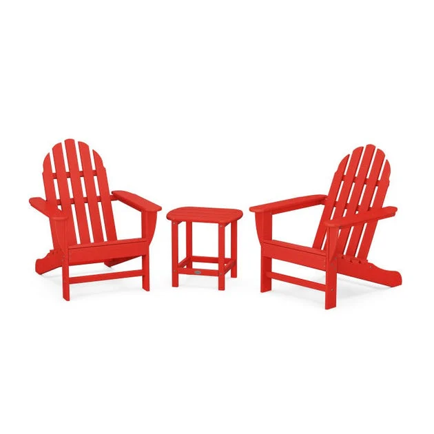 Classic Adirondack Three-Piece Set with South Beach 18" Side Table - Sunset Red